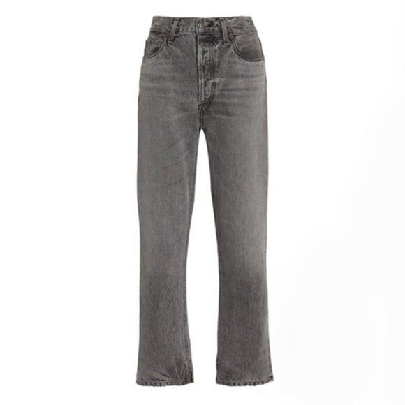 Agolde Riley High-Rise Straight Cropped Jeans in Grey - Picture 1 of 7